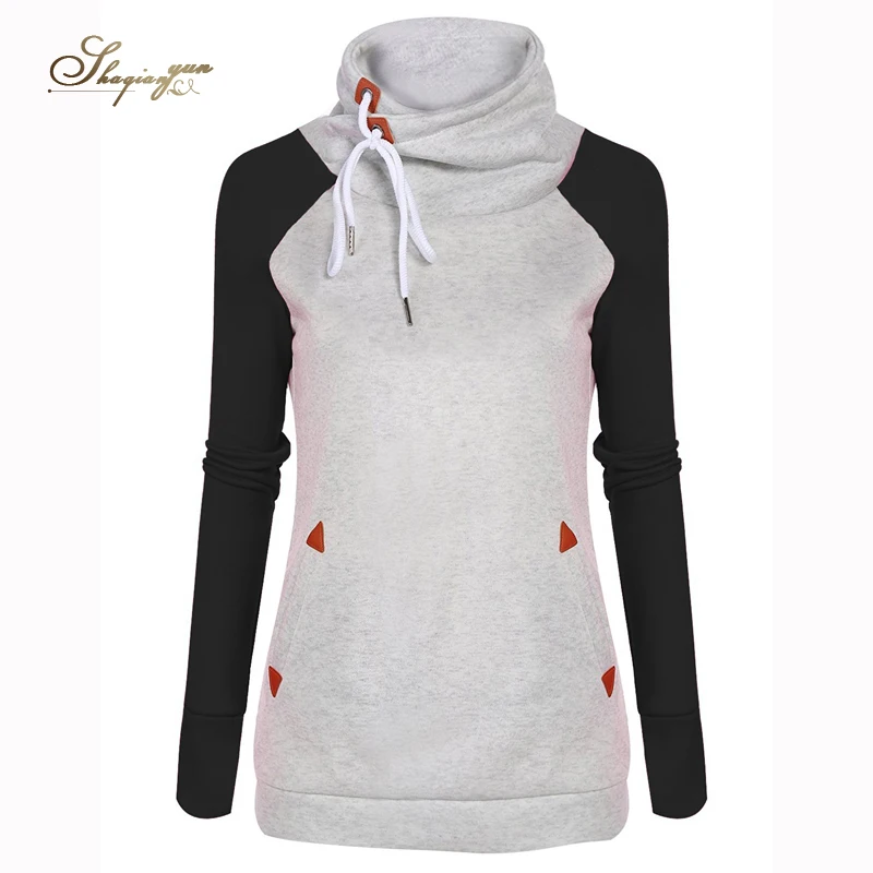 2017 осень зима Для женщин толстовки одежда с длинным рукавом Сращивание высокой