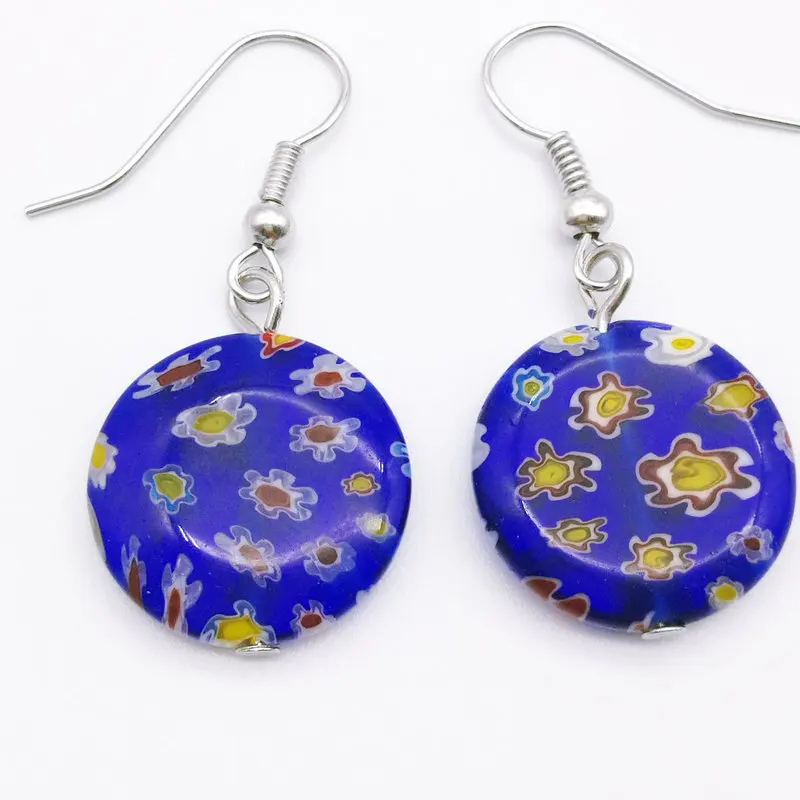 20 пар стеклянных подвесных муранских разноцветных сережек 18 мм|colorful earrings|earrings