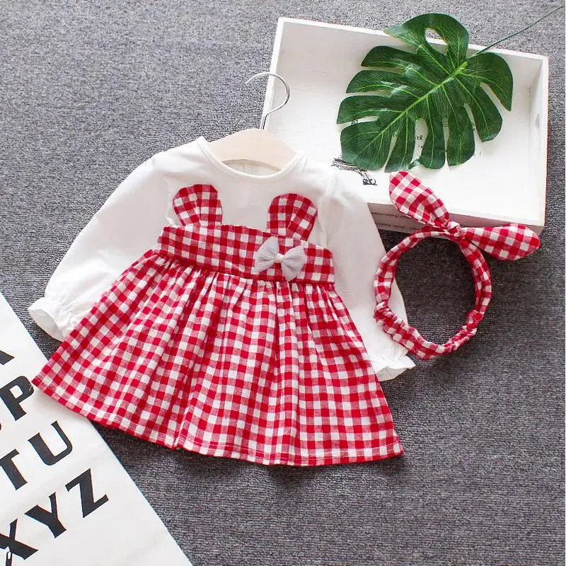 2020 Spring Long Sleeve Baby Dress For Girl Christening Birthday Newborn Dresses Casual Plaid Infant Kids Vestidos | Детская одежда и