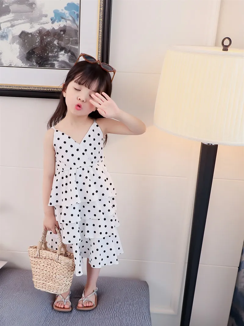 Raisevern New Summer Teen Girls Clothing Outfits Cotton Short Dot Dress Set Casual School Children Clothes Kids | Детская одежда и