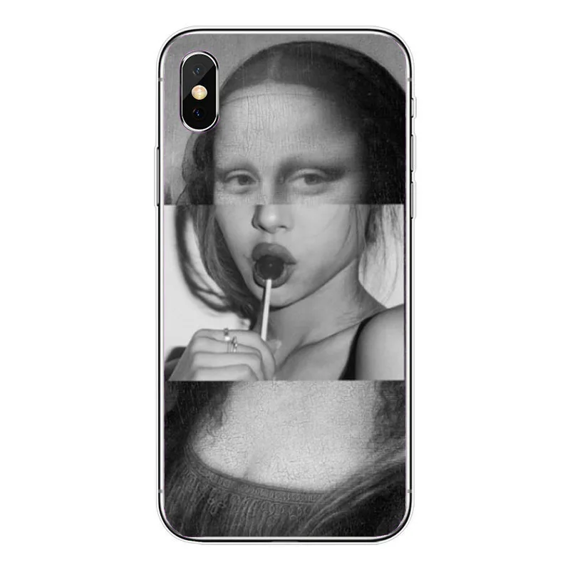 Mona Lisa забавный чехол для телефона из жесткого пластика iPhone5S SE 6 6S 6Plus 6sPlus 7 7Plus 8 8Plus X