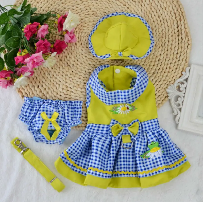 FS15 Tracked Sweety Pet dresses Set Dog Puppy Cats Dress + Harness Leash Collar Hat Headwear Physiological Sanitary Panty | Дом и сад