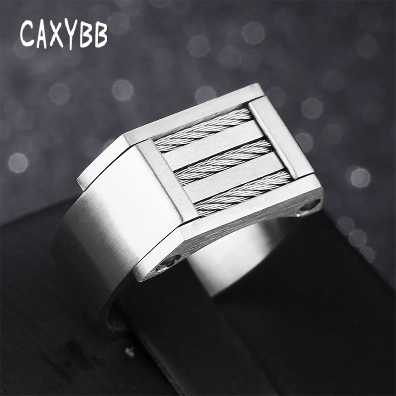 Caxybb простое квадратное титановое стальное мужское кольцо бесконечное витое широкое модное кольцо на палец крутое панк стальное черное кольцо мужское ювелирное изделие