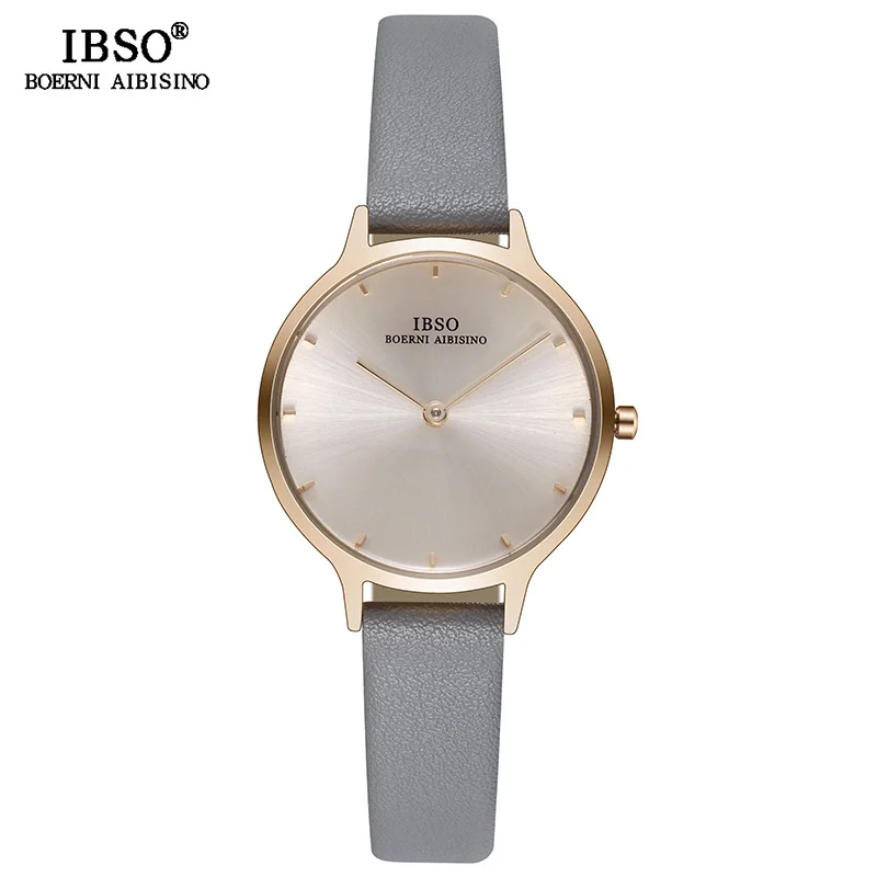 IBSO брендовые простые женские наручные часы с кожаным ремешком Relogio Feminino Модные