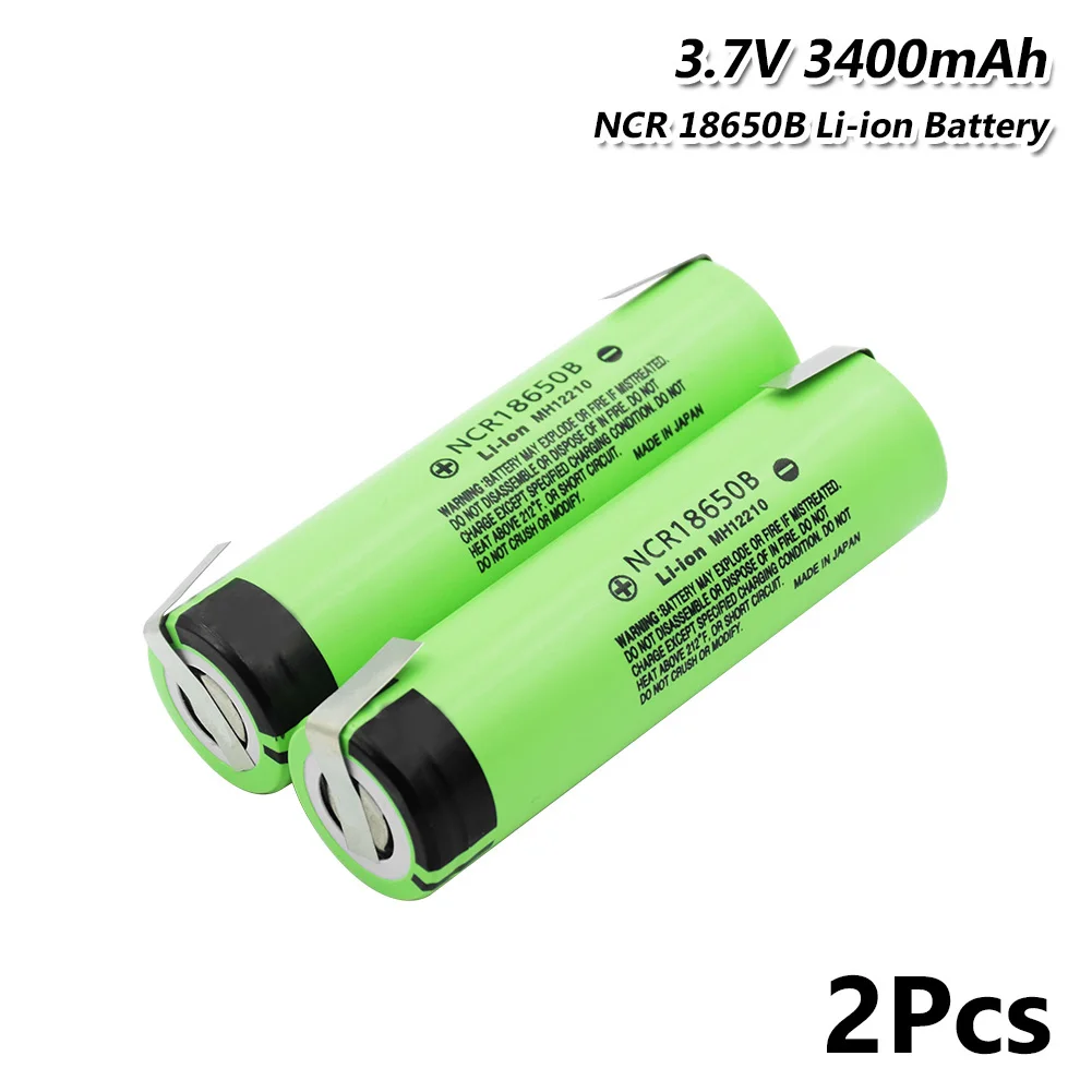 2 PCS POSTHUMAN высокого стока 20A 3400mAh NCR 18650B аккумуляторная батарея с DIY никелевые вкладки - Цвет: 2 PCS
