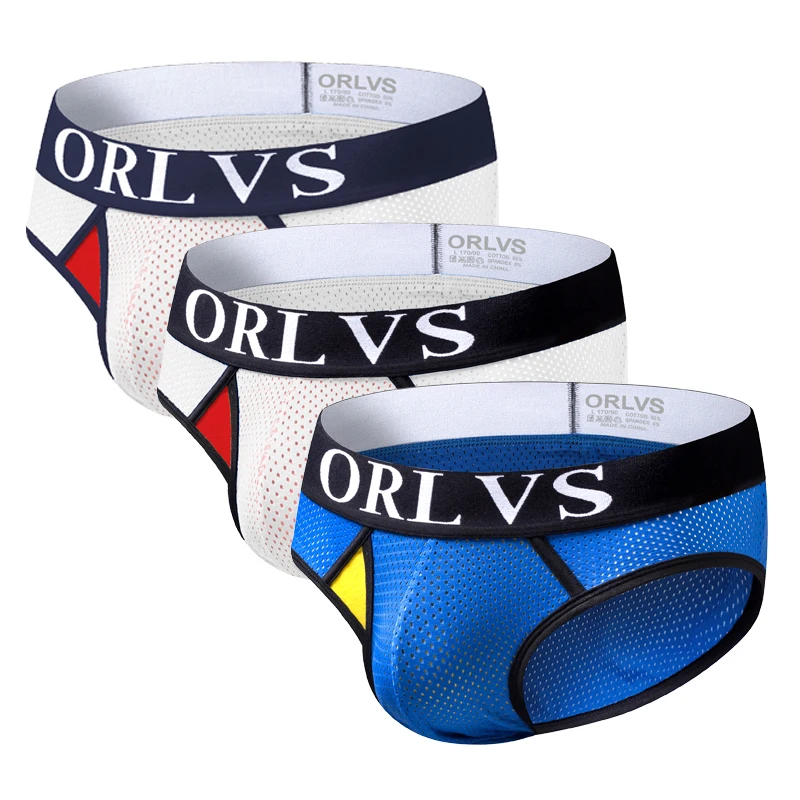 ORLVS 3 шт./партия сексуальное нижнее белье для мужчин трусы геев cueca мужские