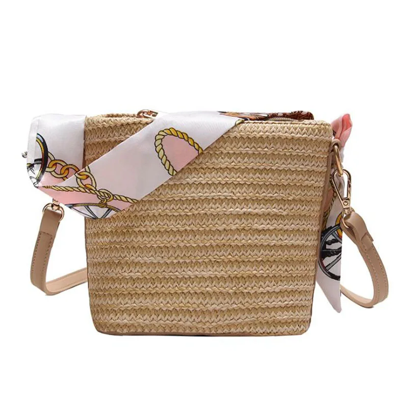 Для женщин мода соломы тканые сумки ленты маленькая сумка элегантные Женский