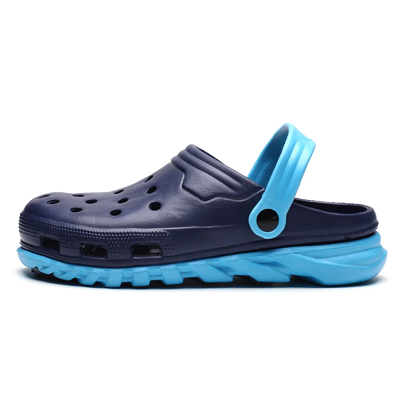 Blue Большие размеры 36-45; мужские сандалии; резиновые сабо; обувь с отверстиями; EVA Sandalias; летняя пляжная обувь; тапочки; Cholas hombre; унисекс; пара - Цвет: Blue