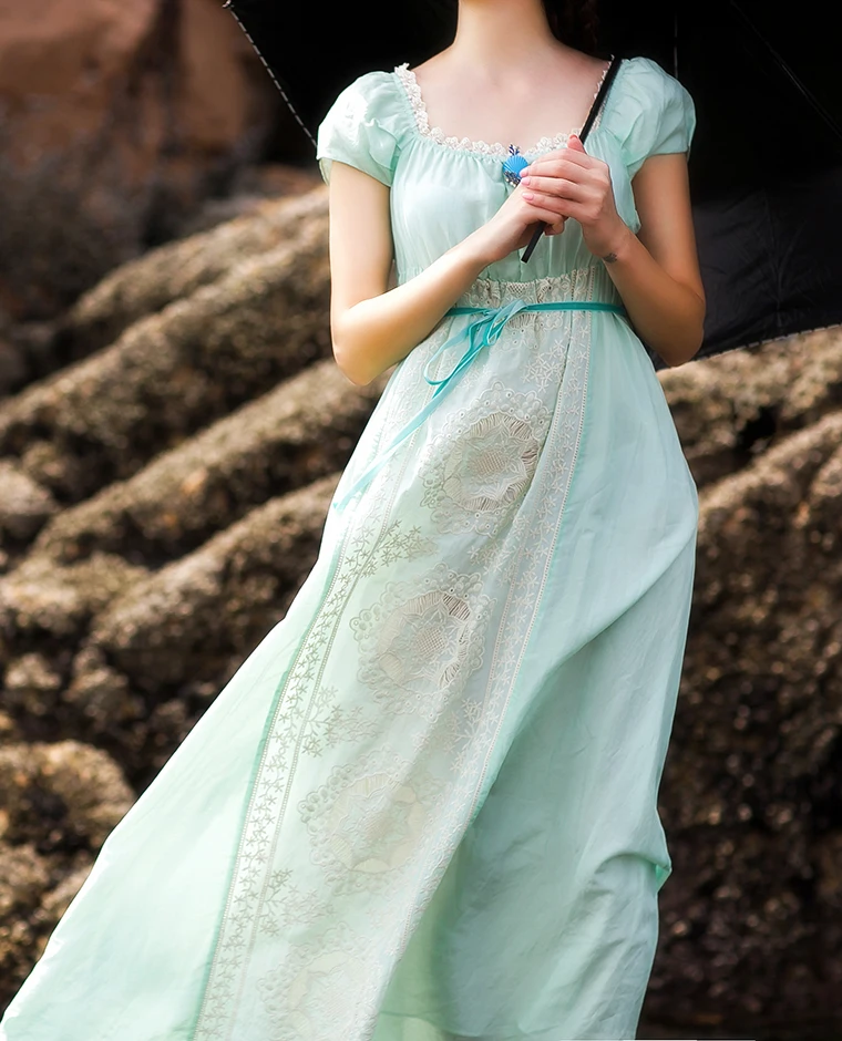 Vestido, женское летнее длинное платье мятно-зеленого цвета, шелковое, хлопковое, винтажное, королевское, элегантное, кружевное, с вышивкой, белое/фиолетовое, vestidos de festa2019