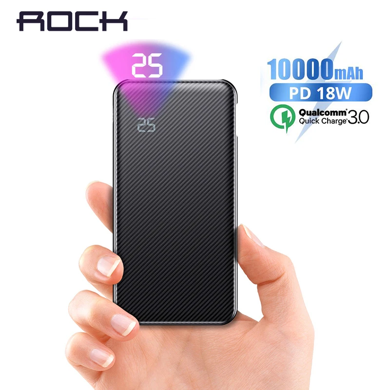 ROCK 18 W PD3.0 Быстрая зарядка 10000 mAh power Bank портативный двойной usb порт QC3.0 быстрая банк