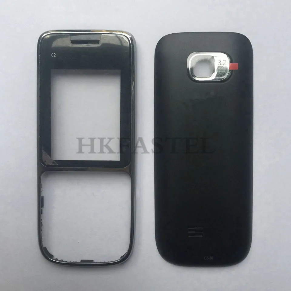 Black Hkfatel, новинка, высокое качество, для Nokia C2-01, мобильный телефон, передний корпус, задняя крышка батареи, крышка для C2-01, C2, Сменный Чехол для лица - Цвет: Black