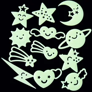 Наклейка со светящимися звездами, 12 цветов, флуоресцентная наклейка со звездами, украшение для детской комнаты