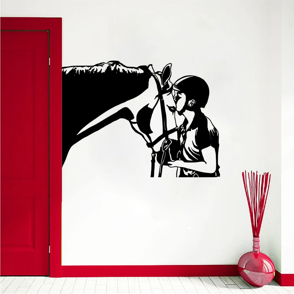 

Horse rider Wall Sticker Fashion Modern Sports Home Decoration Vinyl Art Removable Design Ornament Poster Mural LX195