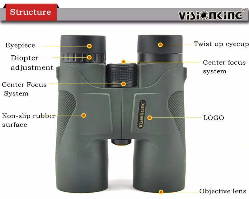 Visionking Высокое качество 10x42 охотничий бинокль водонепроницаемый телескоп зеленый и черный бинокль Prismaticos De Caza бинокль