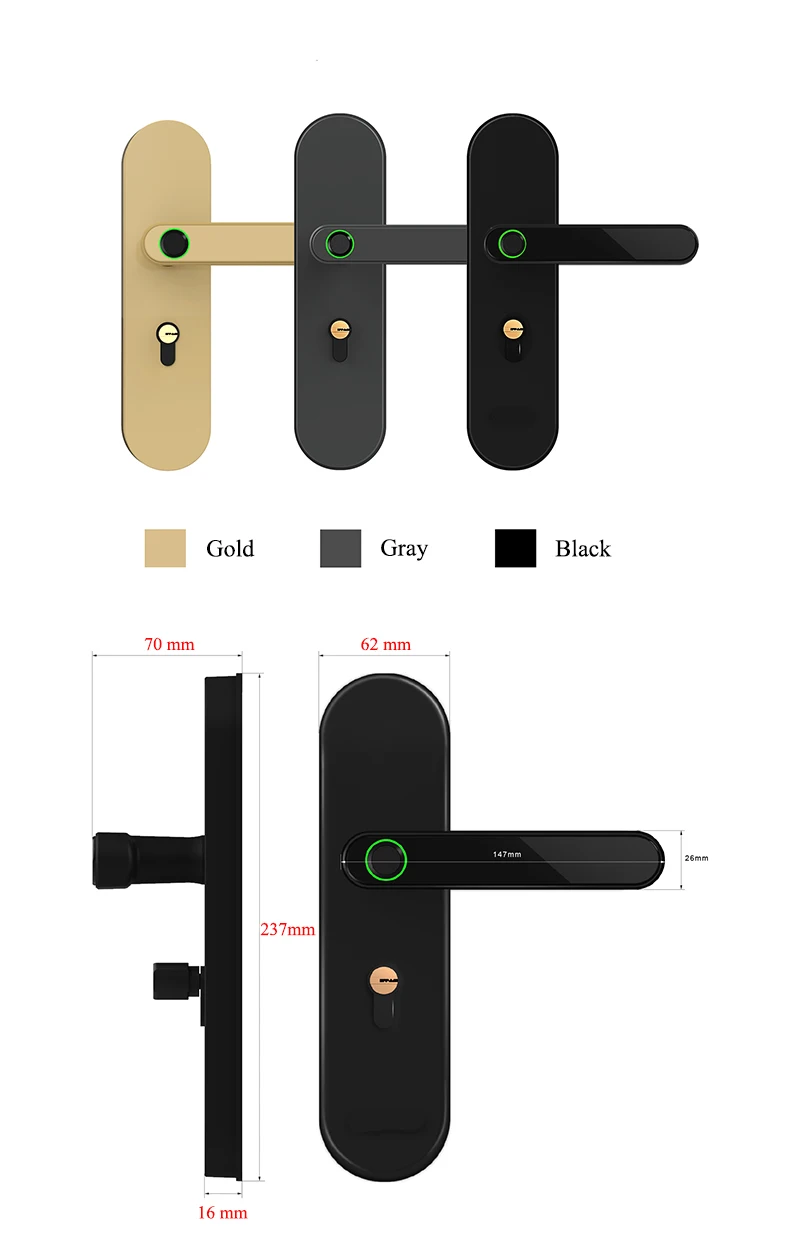 Fingerprint Lock Electric Door Lock with emergency mechanical key for indoor home wooden door