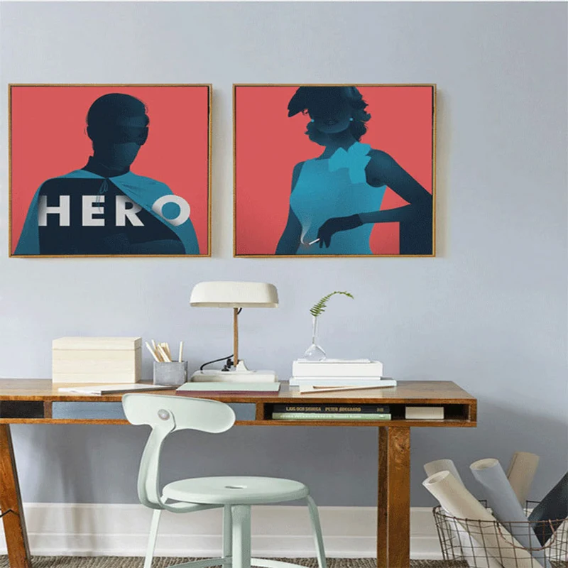HAOCHU Nordic abstract figure decoration couple male and female heroes modern simple bedroom sofa wall pictures for living room | Дом и сад