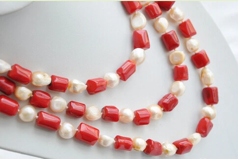 Ожерелье из красного барочного жемчуга кораллового и розового цвета 70 дюймов