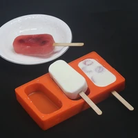 1 set 3 cavity ice cream tools silicone popsicle molds set with lid ice cream tubs ice cube maker ice lolly tray 50 wooden stick