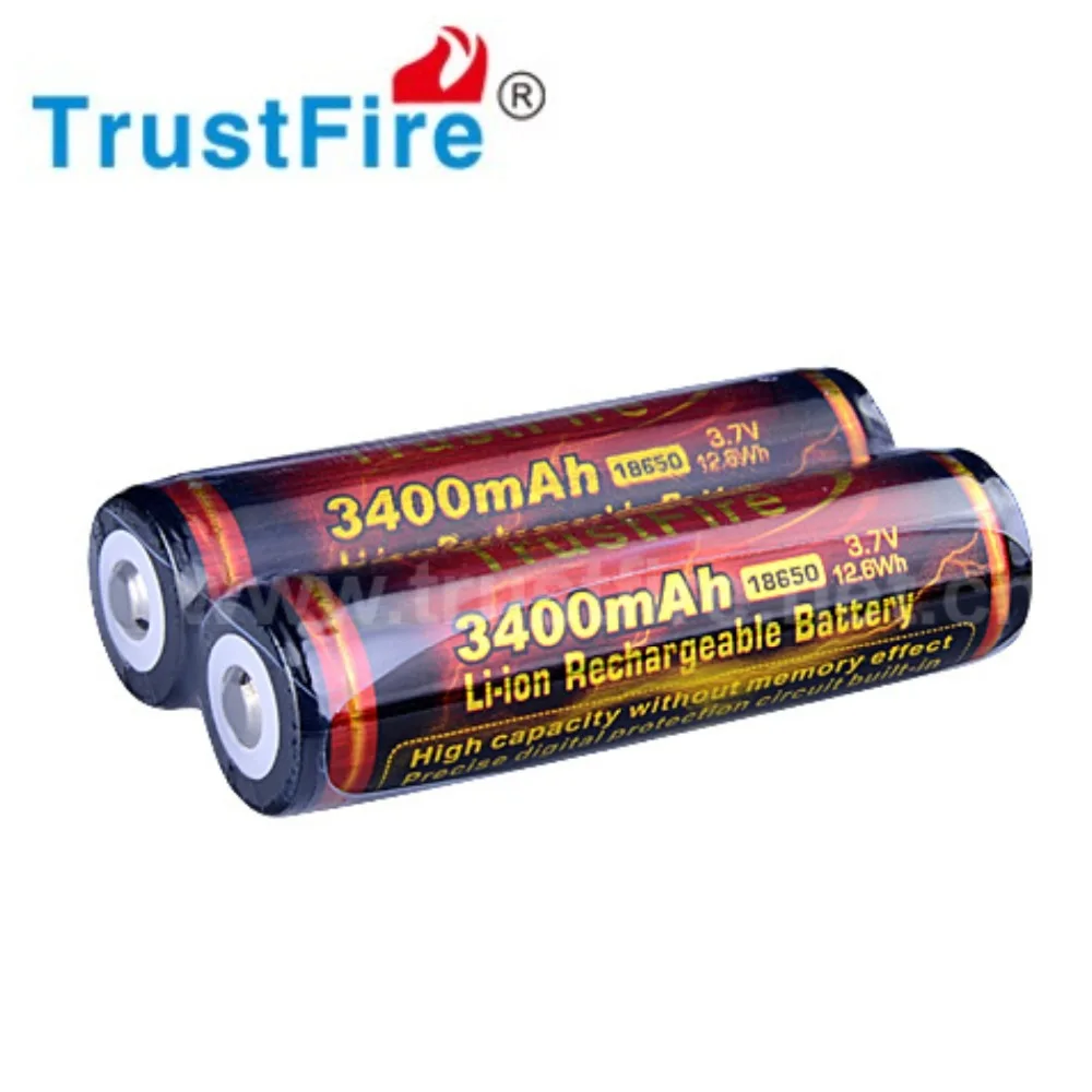 Литий-ионная аккумуляторная батарея TrustFire 2 шт. 3400 мАч 3 7 В 18650 высокой емкости с