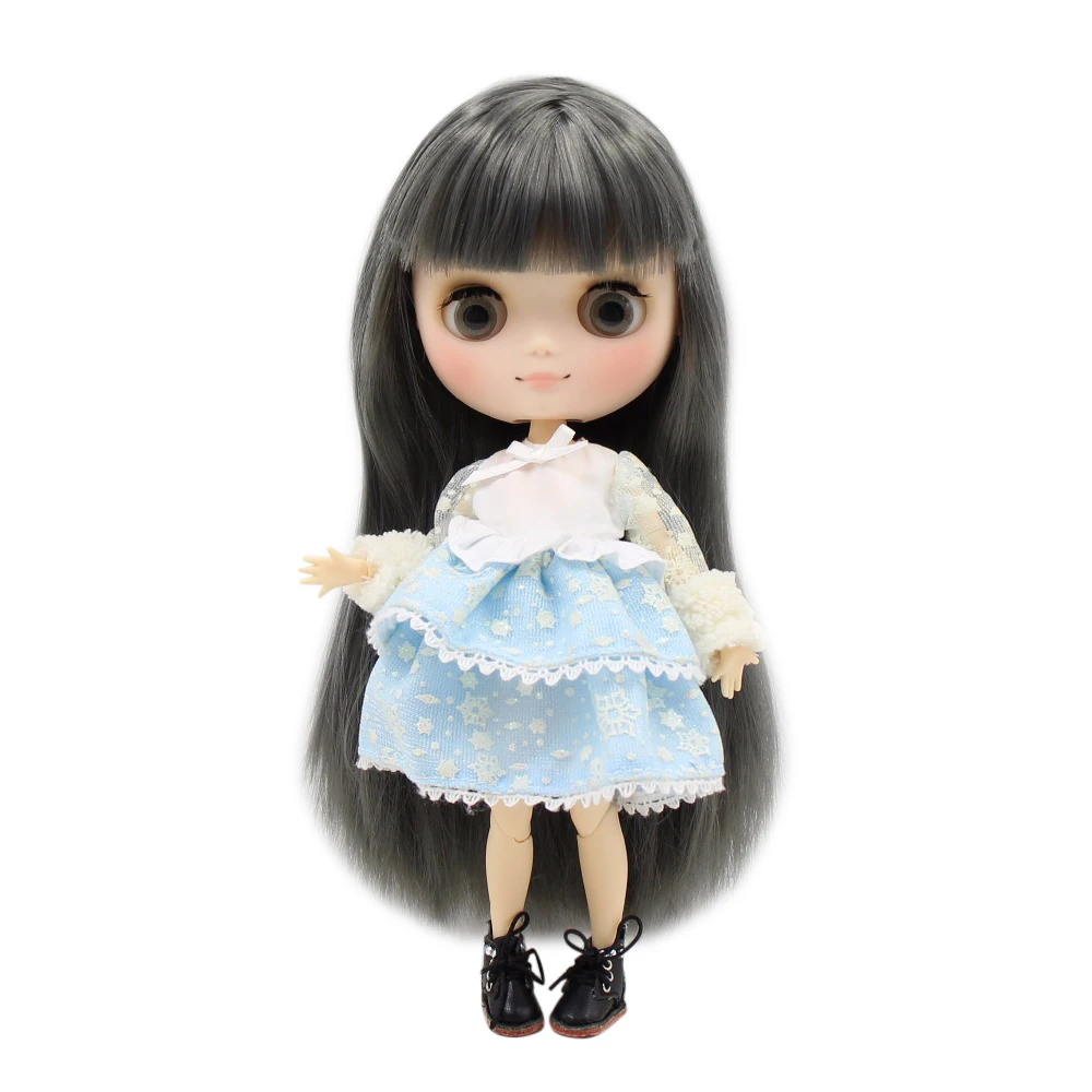 DBS blyth middie кукла 20 см серые волосы прямые сустав тело матовое лицо 1/8 bjd аниме