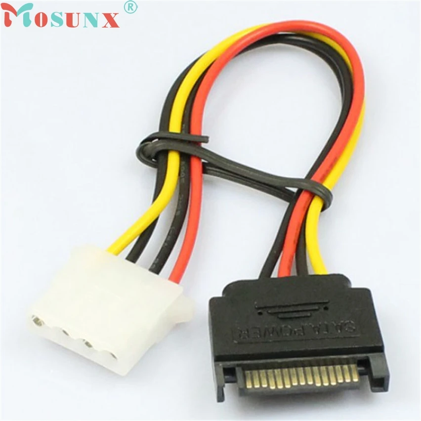 Ecosin2 15-контактный SATA штекер на 4-контактный Molex разъем IDE кабель для жесткого диска