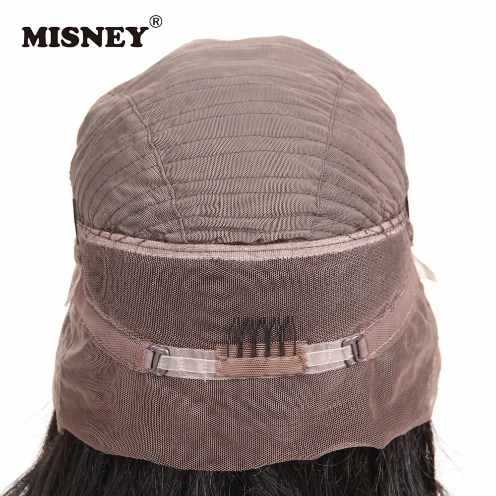 

Misney Remy Hair 360 Lace Frontal Wig Natural Black Color Brazilian Hair Hand Tied Wig Swiss Lace