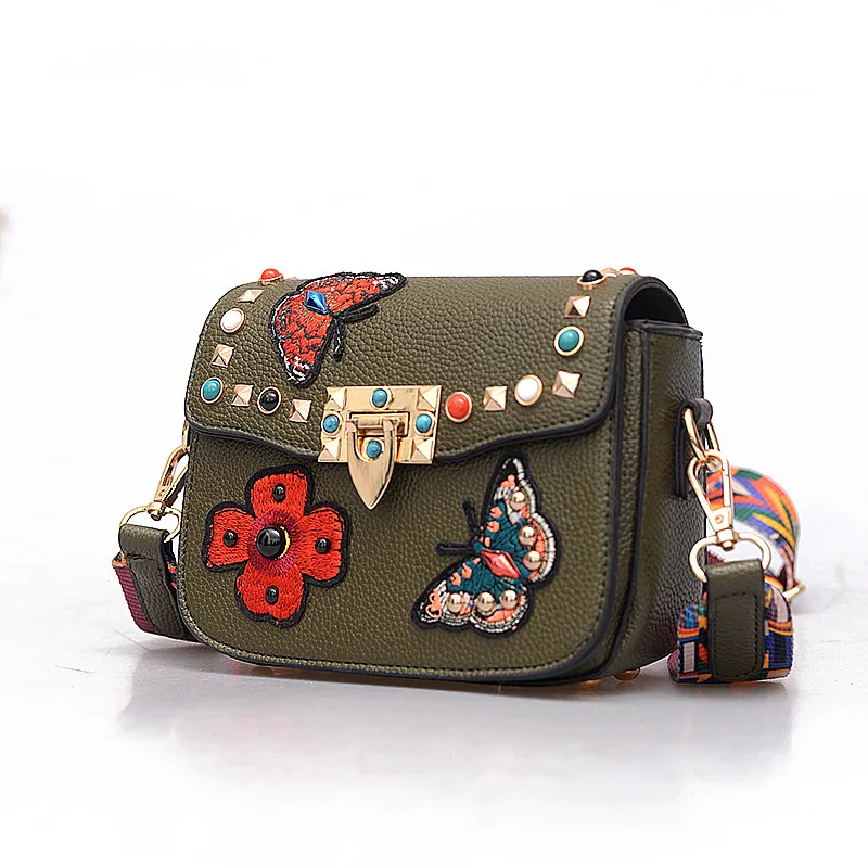 2017 женские сумки мессенджеры с цветочной вышивкой бабочки сумка через плечо
