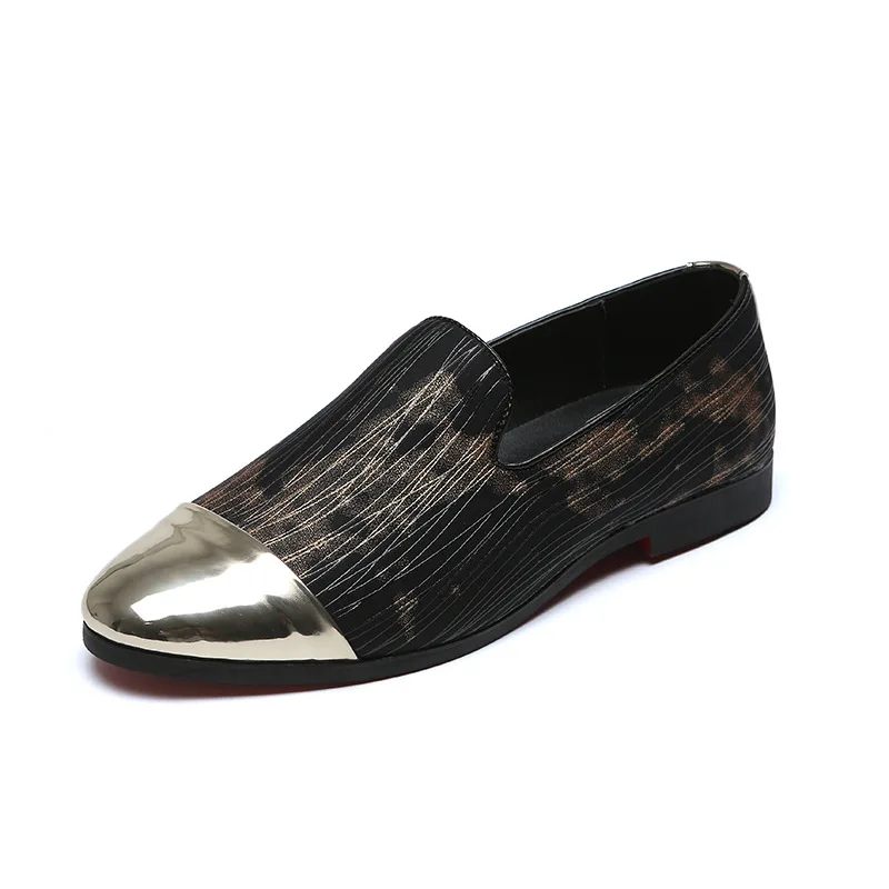 

New Fashion Loafers Shiny Point Metal Toe Men Velvet Casual shoes italian mens dress shoes Handmade Loafers Plus Size