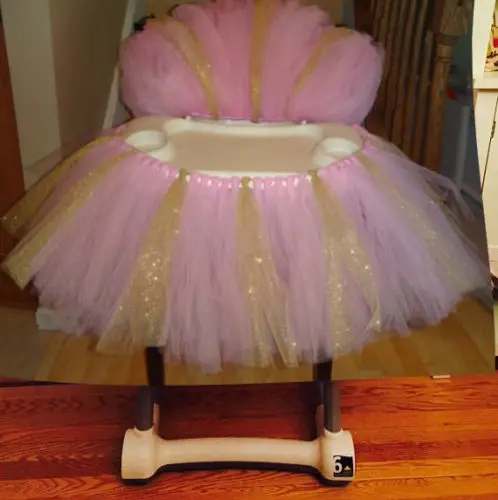 pink and gold Tutu Tulle Table Skirts Baby Shower Decoration for High Chair Home Textiles Party Supplies Pink Blue Event Party Supplies - Цвет: pink and gold