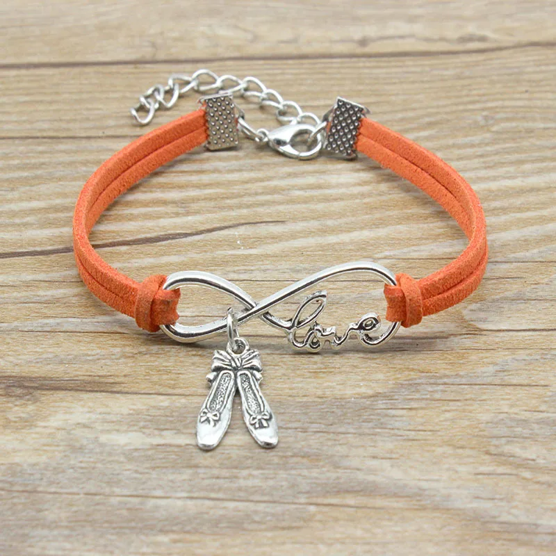 Новые стильные античные серебряные балетные туфли браслет Infinity Symbol Love