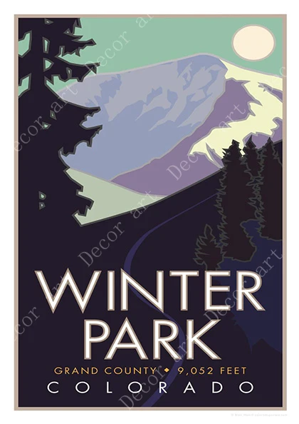

Colorado America Ski in Winter Park Snow Mountain Travel Classic Canvas Paintings Kraft Poster Wall Sticker Home Decorative Gift
