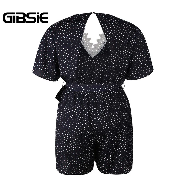 Женский кружевной комбинезон GIBSIE пляжный в горошек с v образным вырезом и
