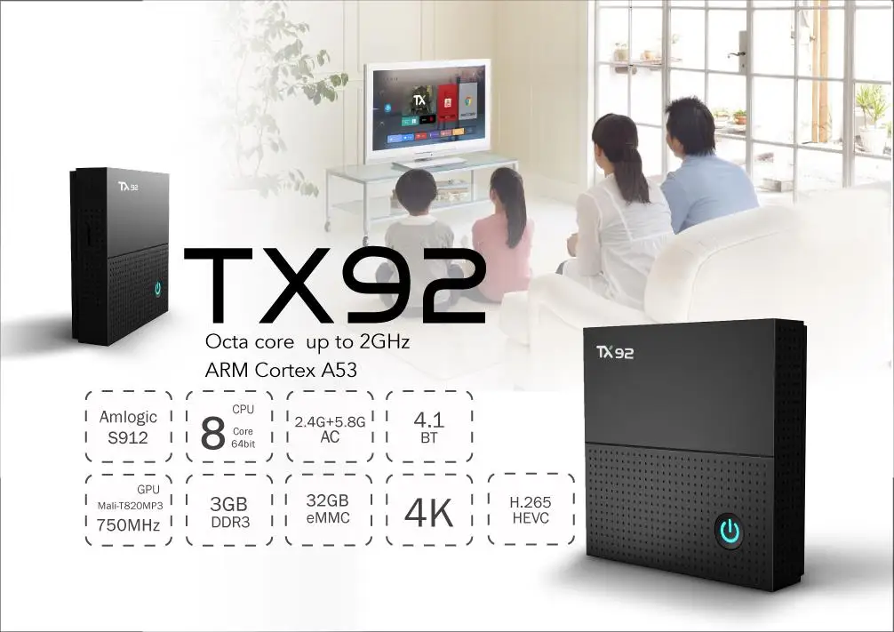 ТВ-приставка Tanix TX92 S912, 3 ГБ, 32 ГБ, Android 7,1, четыре ядра, 1000M LAN, 5G, двойной Wifi, Bluetooth 4,1, Android, 4 K, смарт-приставка, медиаплеер
