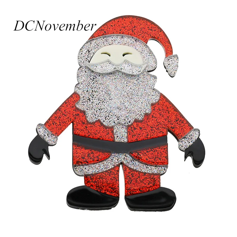 Санта Клаус Брошь Акриловые рождественские броши в форме оправы для очков ручной