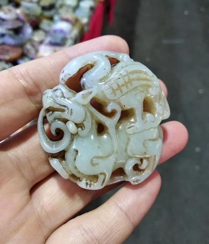 Винтажный кулон с нефритовым Foo Dog jadeite Carven Lucky Crane Amulet ожерельем из бисера | Дом и