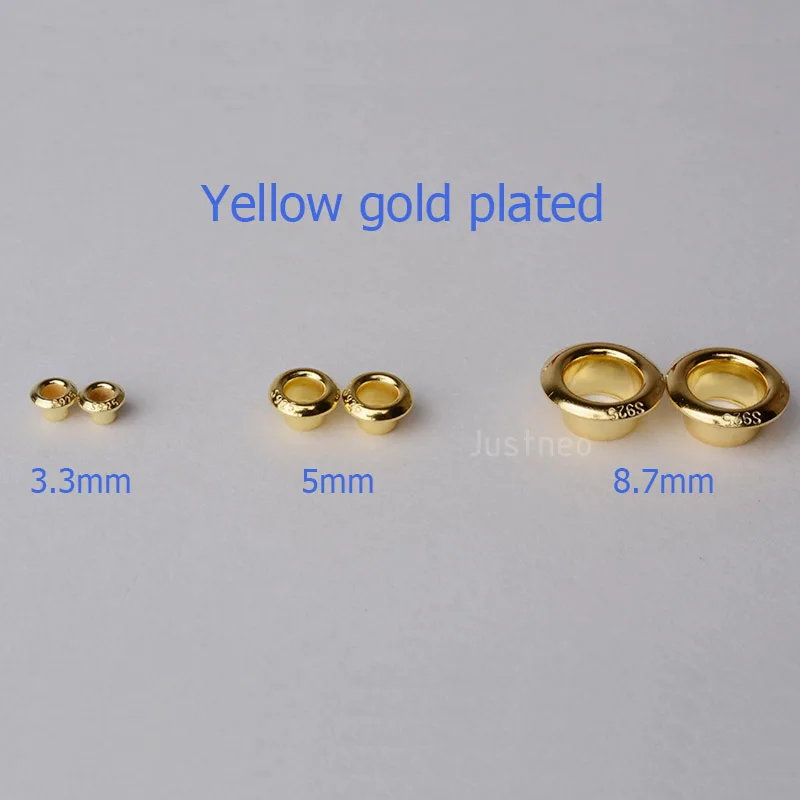 Yellow gold plated 1 шт., твердые 925 пробы Серебристые люверсы для бусин с большим отверстием - Цвет: Yellow gold plated