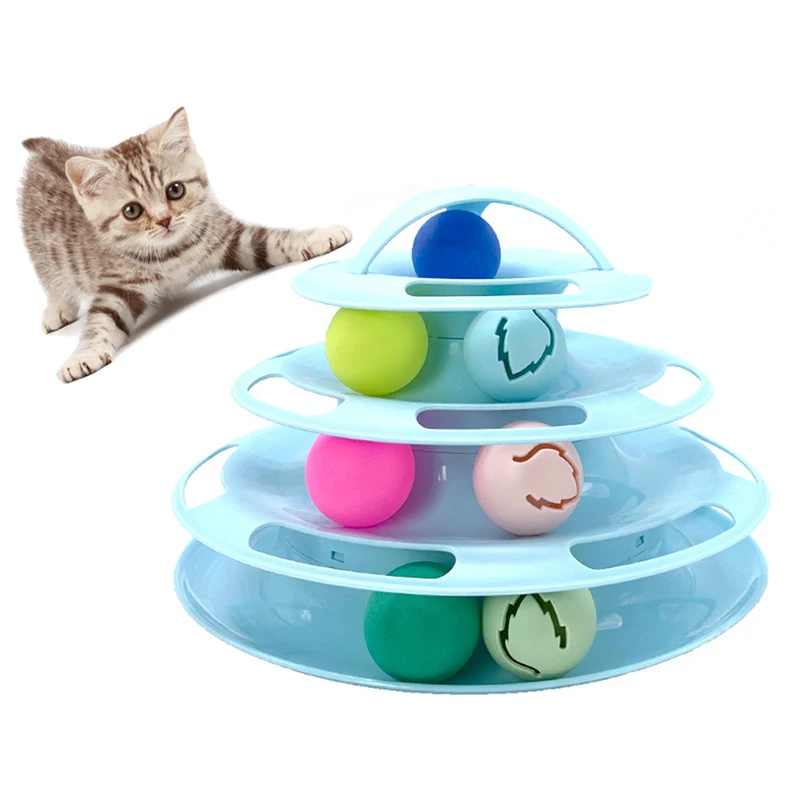 

Upgrade 4 Layers Pet Cat Toys Crazy Flash Ball Disk Interactive Amusement Plate Play Disc Trilaminar Turntable Mouse Toy For at