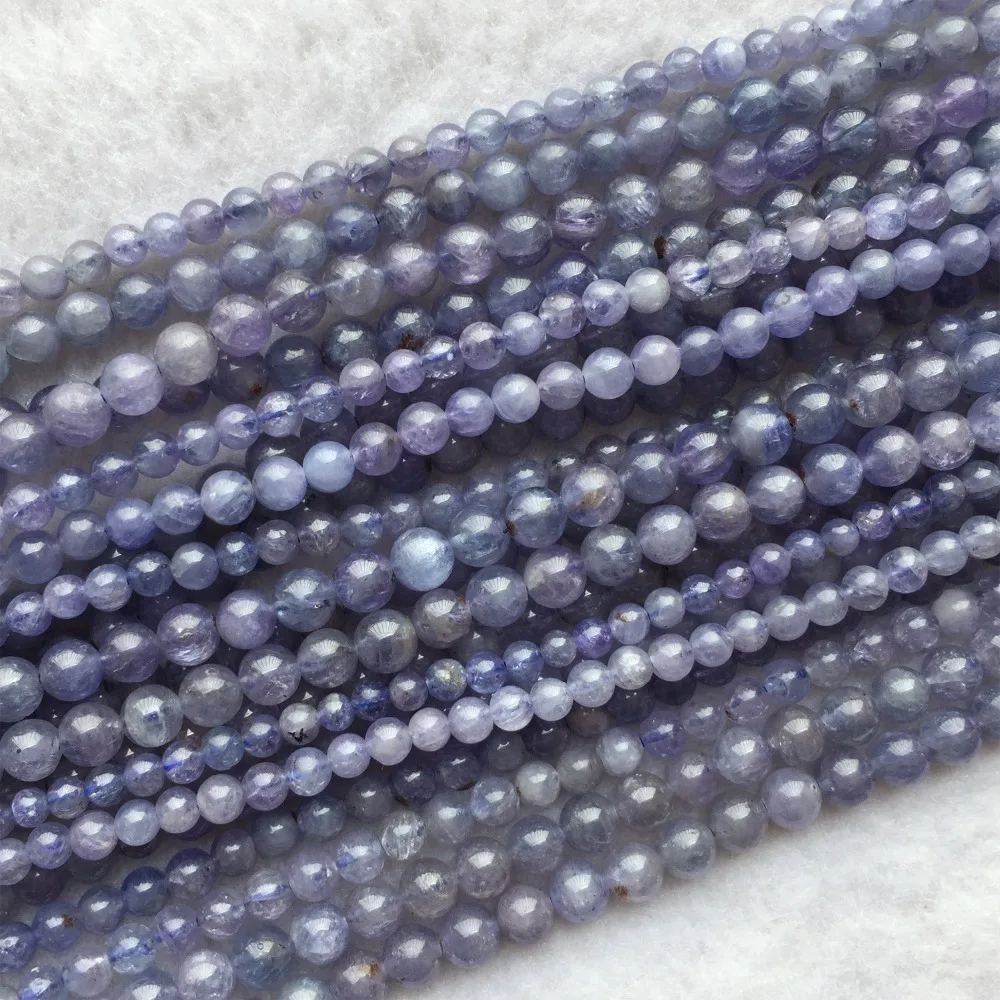 

Natural Tanzania Dark Purple Blue Tanzanite Semi-precious stones Round Loose Small DIY Necklace or Bracelet Beads 15" 05987