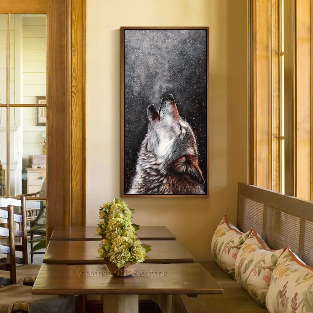 Художественная живопись ручная работа высокое качество волчий вой картина
