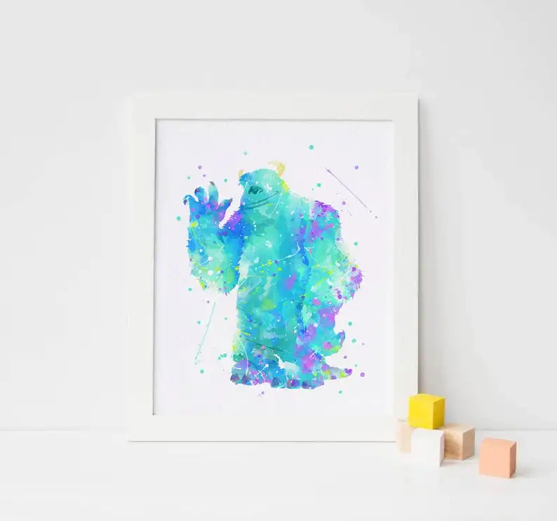 Принт Sulley Monsters inc. Nusrery Sully. Акварельный постер с принтом Декор стен детской