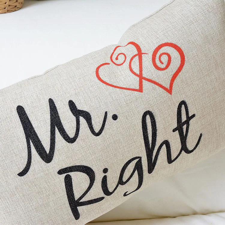 Свадебные парные Симпатичные хлопковые подушки Mr & Mrs домашний декор диванные