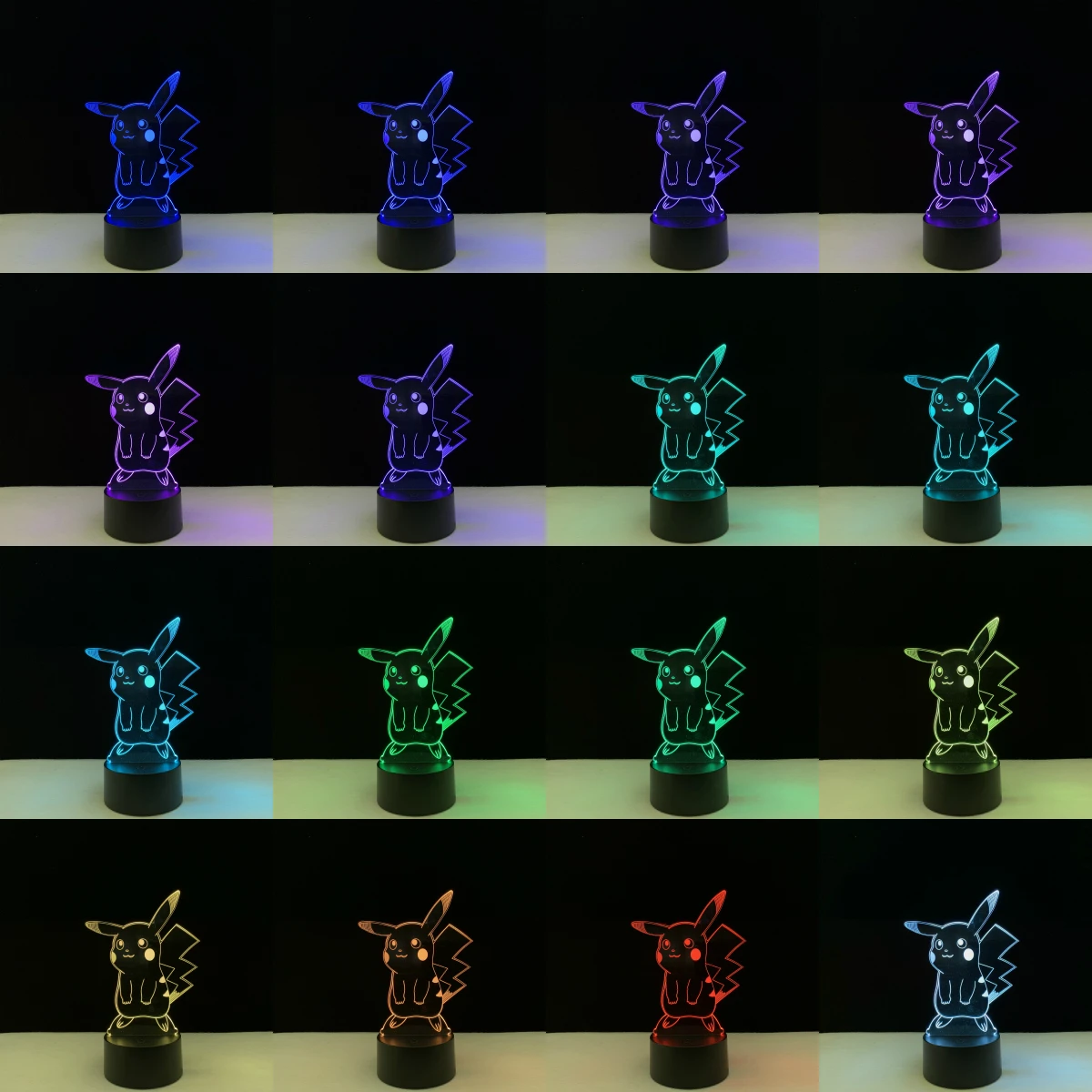 С рисунком Пикачу Рисунок Покемон Go игры 3D лампа USB светодиодный ночник Иллюзия для настроения освещения домашний декор Детская игрушка Рождественский подарок