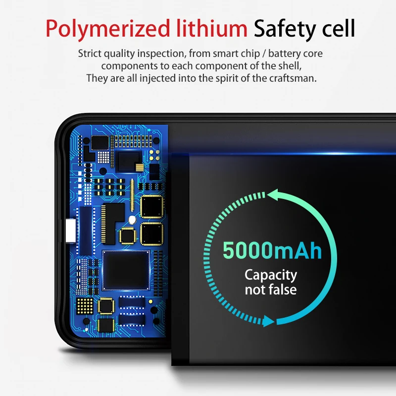 VVKing 5000 mAh/6000 mAh Аккумулятор Чехол для iPhone X R XS максимальный чехол 1A быстрое