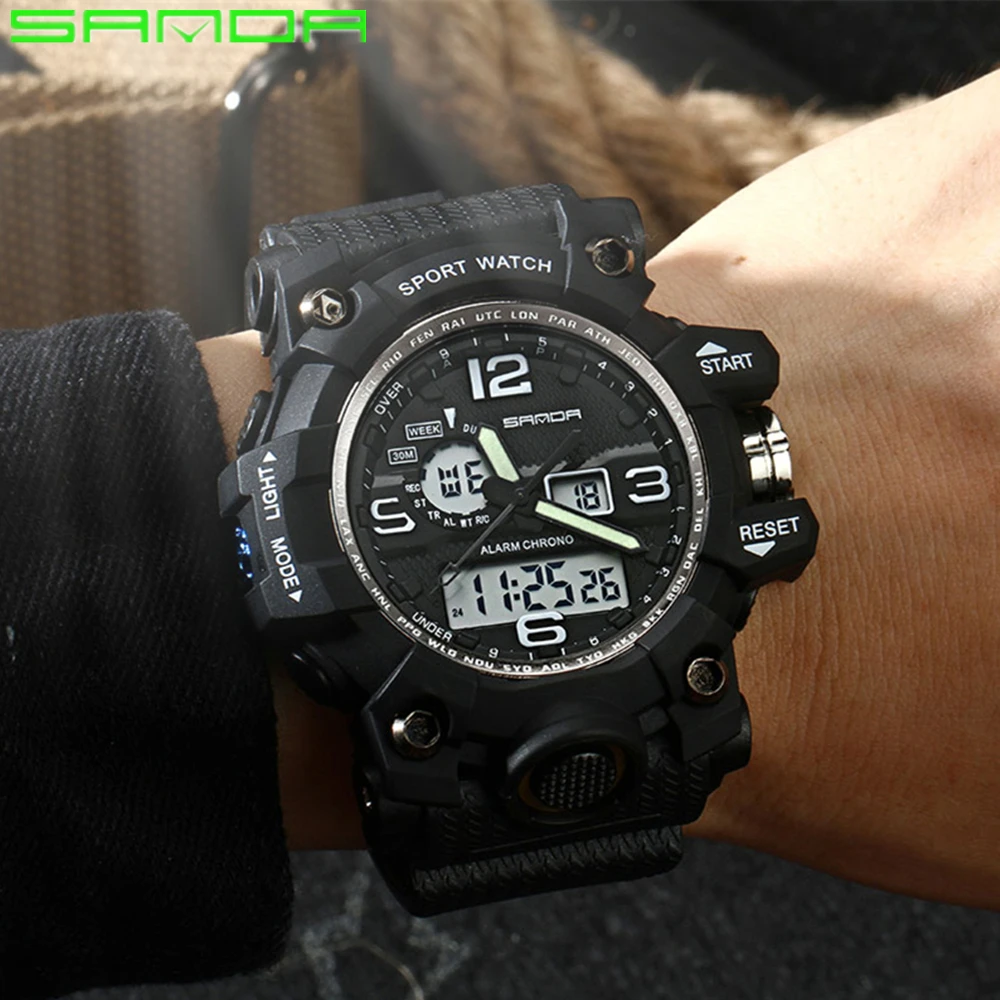 2017 Санда Спортивные часы Для мужчин Военная Униформа Армия Смотреть Топ