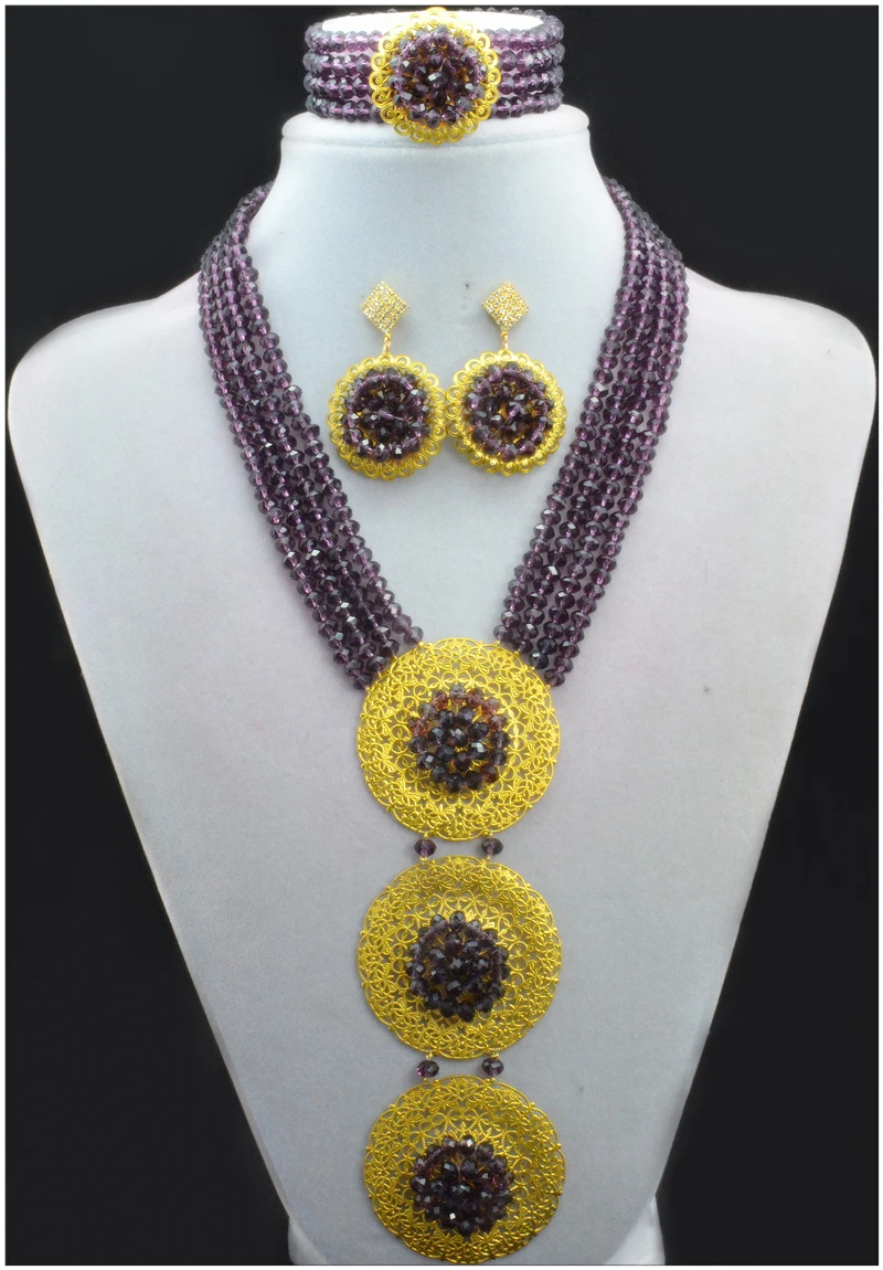 Модные нигерийские Африканские свадебные бусы ювелирный набор ожерелье с