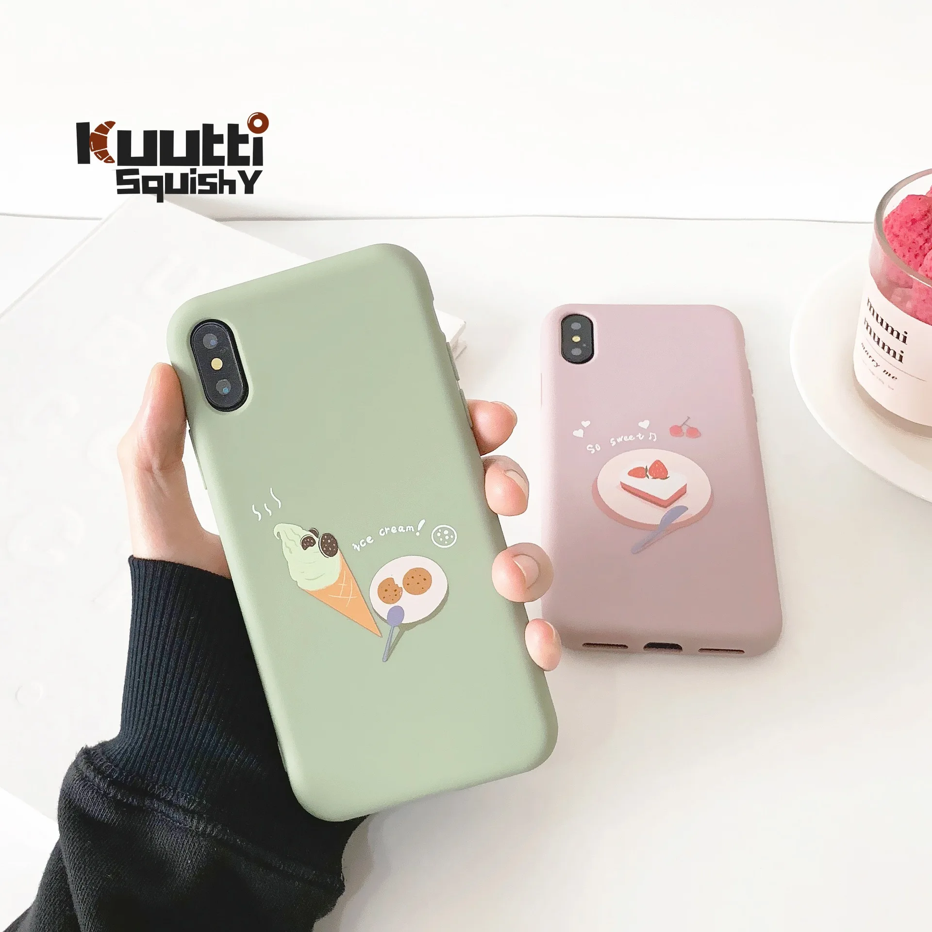 Kuutti мягкие чехлы для телефонов с милым розовым и зеленым десертным пирогом