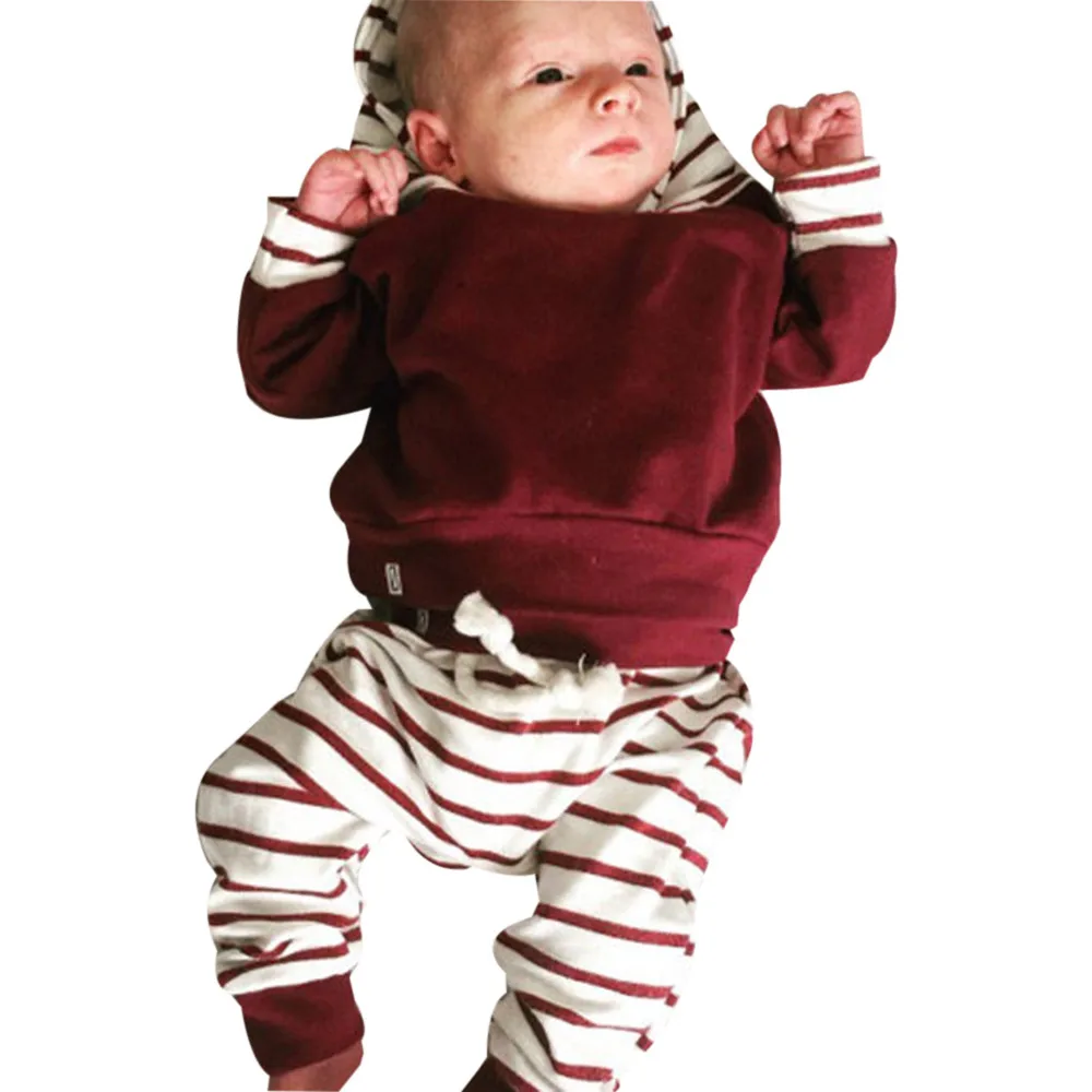 Autumn New Arrival Newest Style Cheap Striped Hoodie Tops Pants Tracksuit Outfits Kids Clothes Children Clothing Boys | Детская одежда