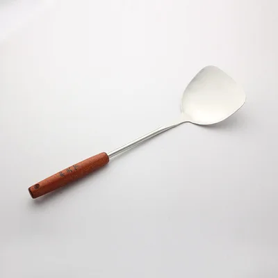 Turner Silver Кухонная утварь инструмент Премиум нержавеющая сталь-азиатская ложка для супа Черпак Тернер Лопатка/лопатка для котелка с выпуклым днищем с эргономичной длинной ручкой - Цвет: Turner Silver