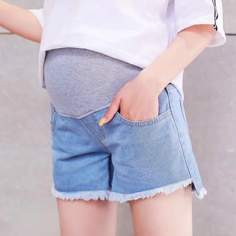 

Hishiny Maternity Clothes Pregnant Jeans Broken Hole Denim Shorts Support Belly Woman Pregnancy Trousers Summer Premama pants