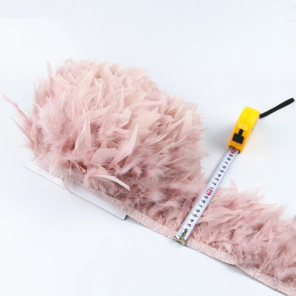Leather Pink 2 метра окрашенное перо индюшки планки бахрома 5-7 дюймов перья марабу для поделки, юбка платье Свадебные Перья украшения - Цвет: Leather Pink